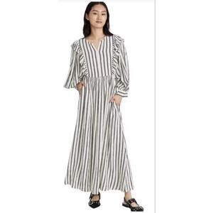Baum und Pferdgarten Alona Striped Crepon Dress -Black/White - Sz 38 (SZ 8 US)